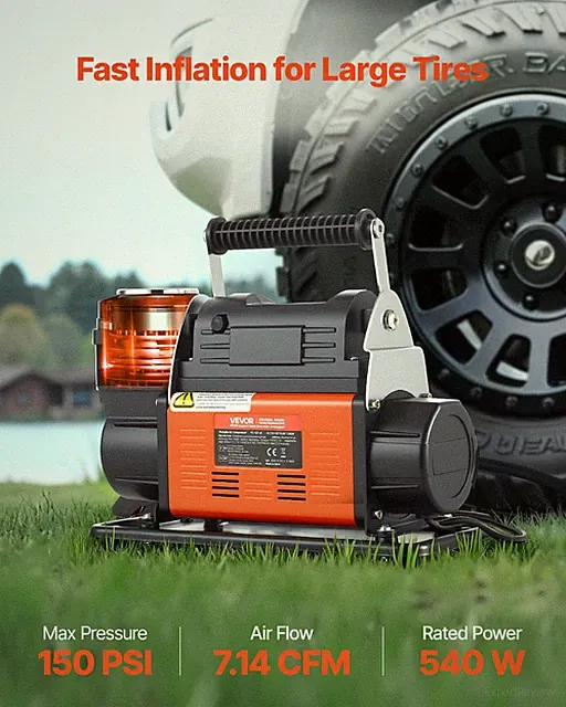 12V Heavy Duty Air Compressor 7.14 CFM 150 PSI Tire Inflator Auto Stop