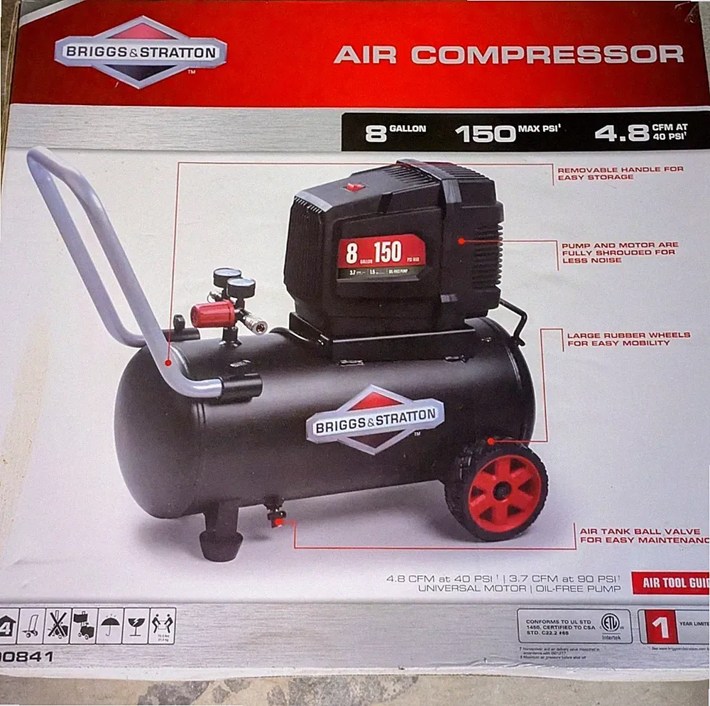 1HP 2.2 CFM@90 PSI Oil Free Air Compressor