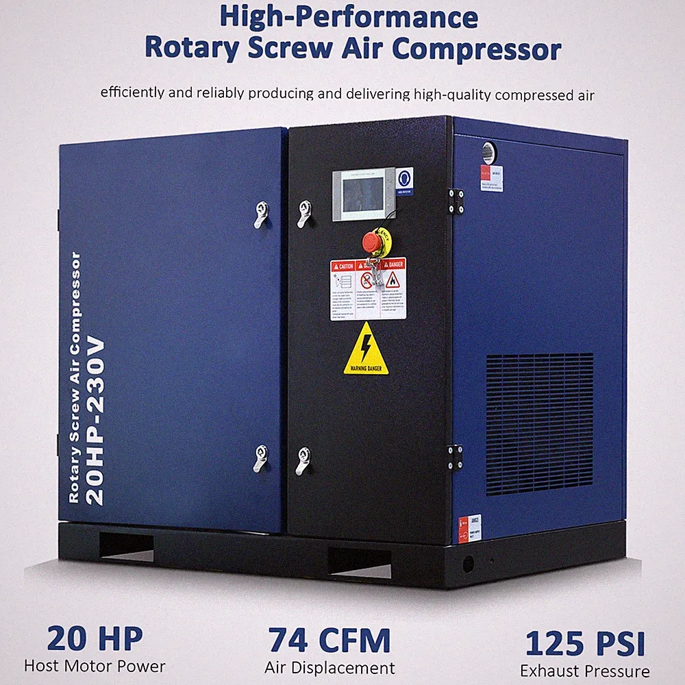 20HP 15KW Rotary Screw Air Compressor 3 Phase 74cfm Fixed Speed