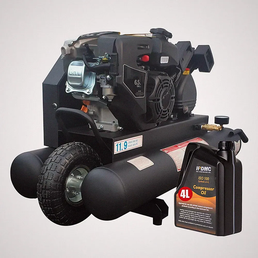 6.5HP Horizontal Piston Air Compressor 125PSI 9 Gal Double Stack Tank w/ 4L Oil
