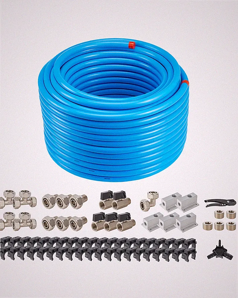 Air Compressor Line Kit 3/4'' x 200FT HDPE/Aluminum Shop Air Piping System Blue