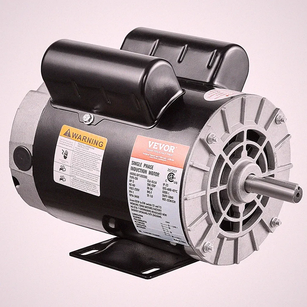 VEVOR 3HP Air Compressor Electric Motor 15.5A 3450RPM 56 Frame CW/CCW Rotation