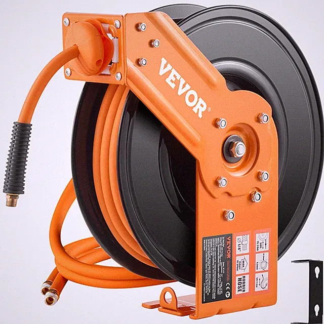 VEVOR Retractable Air Hose Reel 3/8 IN x 50FT Rubber Air Hose Reel Max 300 PSI